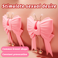 Pink Bowknot Vibrating Nipple Clamps App Control - Lurevibe