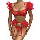Hot Night Angel Feather Lace Ultra-thin Sexy Lingerie Suit - Lurevibe