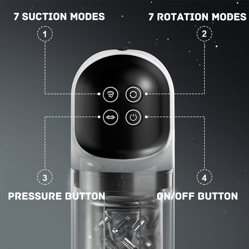 Night Elf 7 Rotation Suction Vacuum Pumps Masturbator Cup - Lurevibe