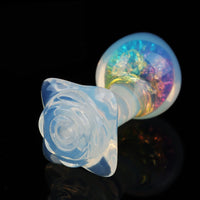 Aurora Ergonomic Curved-Neck Crystal Silicone Anal Plug with Petal Base - Lurevibe