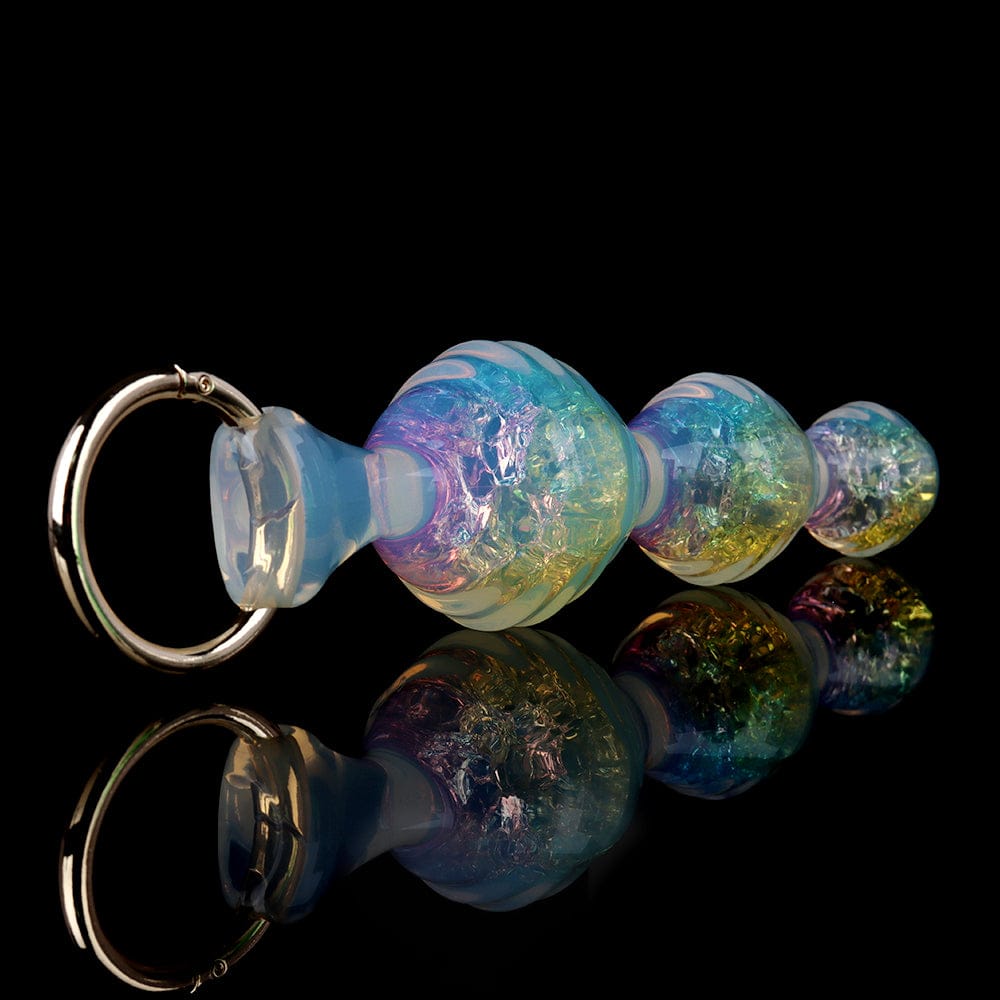 Aurora Ripple Textured Graduated Anal Bead Plug with Metal Pull Ring - Lurevibe