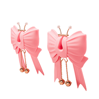 Pink Bowknot Vibrating Nipple Clamps App Control - Lurevibe