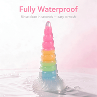 Rainbow Unicorn Spiral Tiered Liquid Silicone Dildo