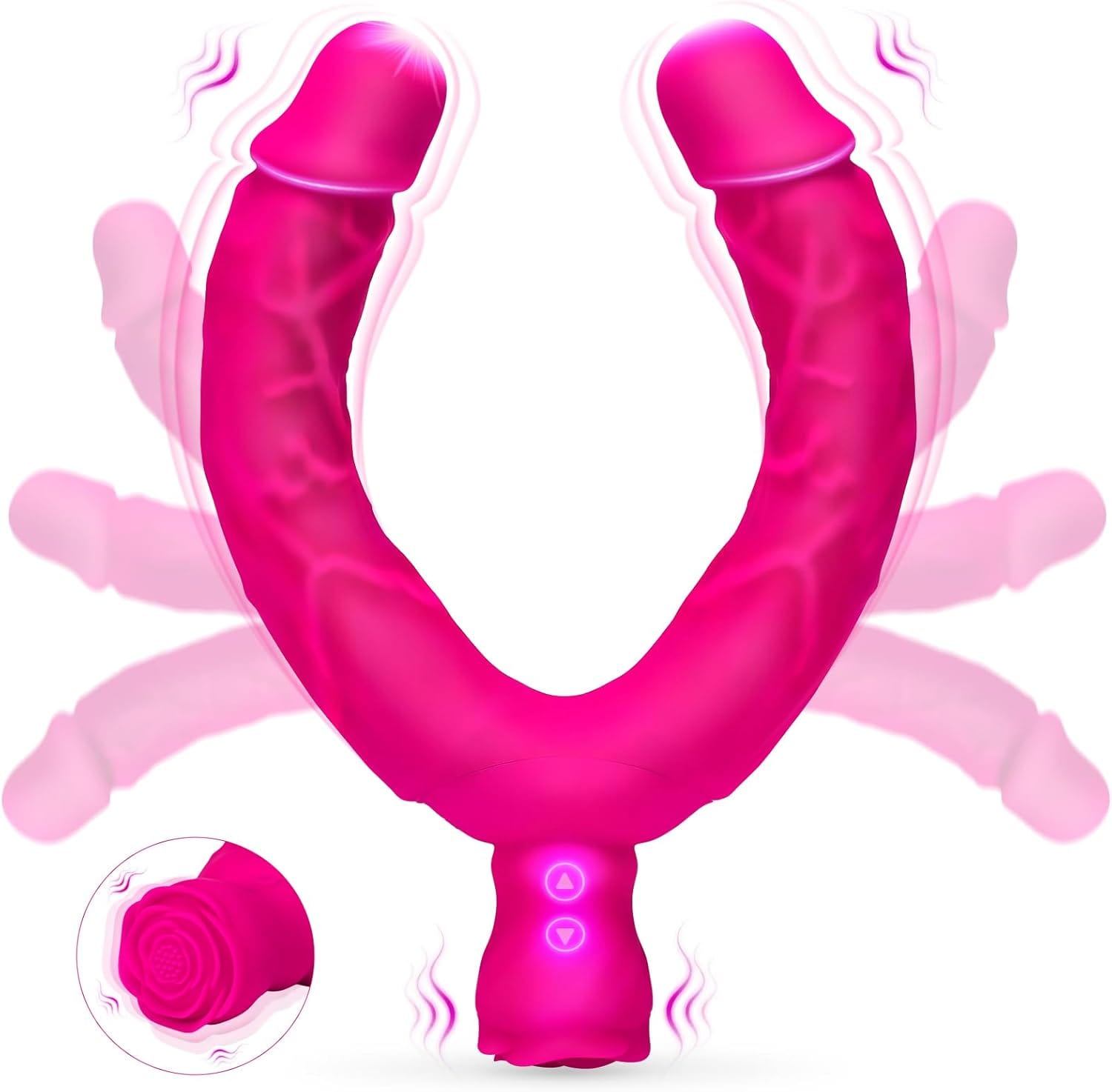 Double Ended Vibrating Rose Dildo Anal Dildo with 10 Vibrating Modes - Lurevibe