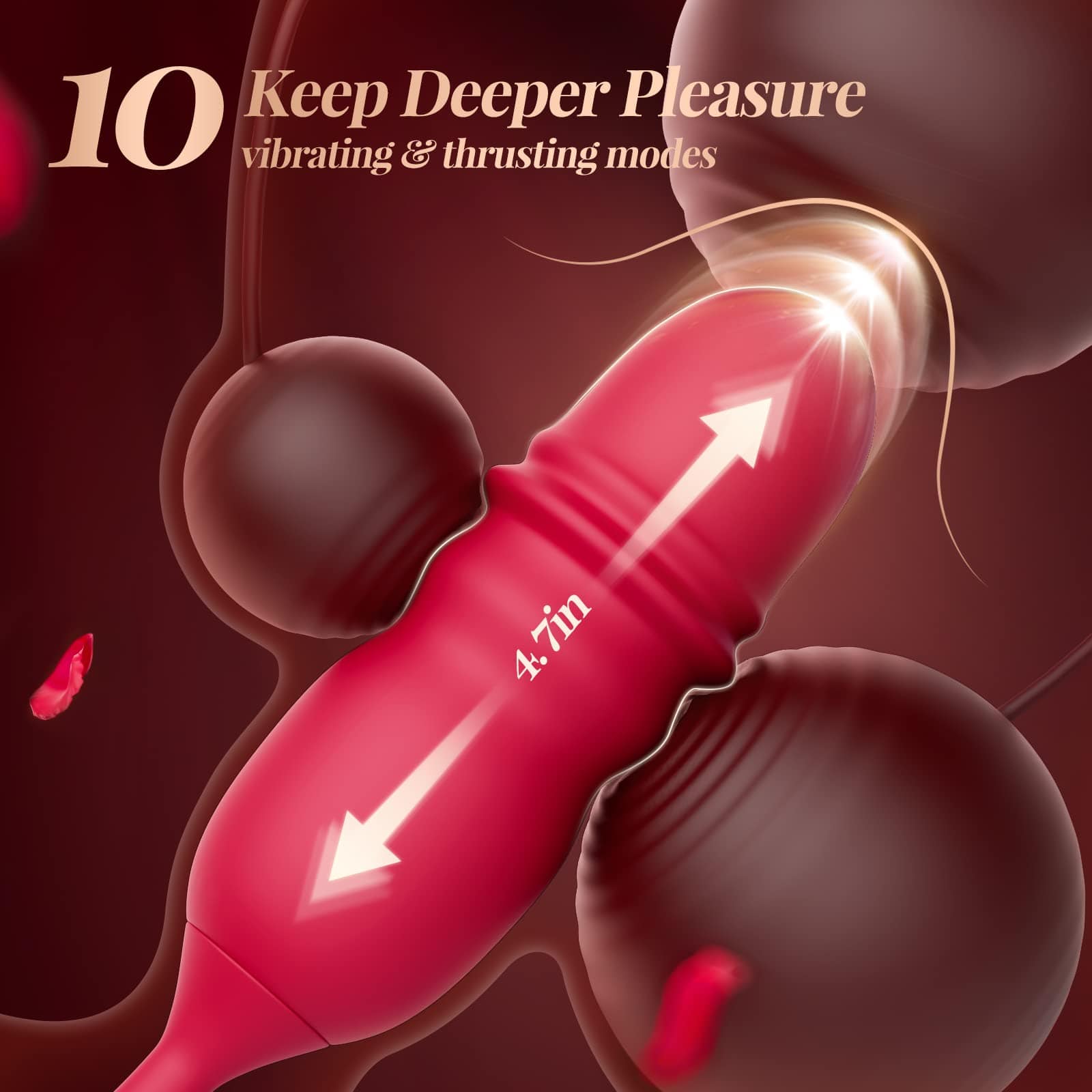 Lurevibe - Rose Romeo 3in1 Dual Tongue Rose Adult Toys Vibrators with 10 Licking & 10 Thrust, Clitoral Nipple Anal G Spot Vibrator - Lurevibe