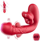 Rose Muncher 3-in-1 G Spot Vibrator Dildo with 10 Flapping & Vibrating & Licking Biting Modes - Lurevibe