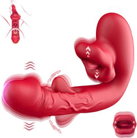 Rose Muncher 3-in-1 G Spot Vibrator Dildo with 10 Flapping & Vibrating & Licking Biting Modes - Lurevibe