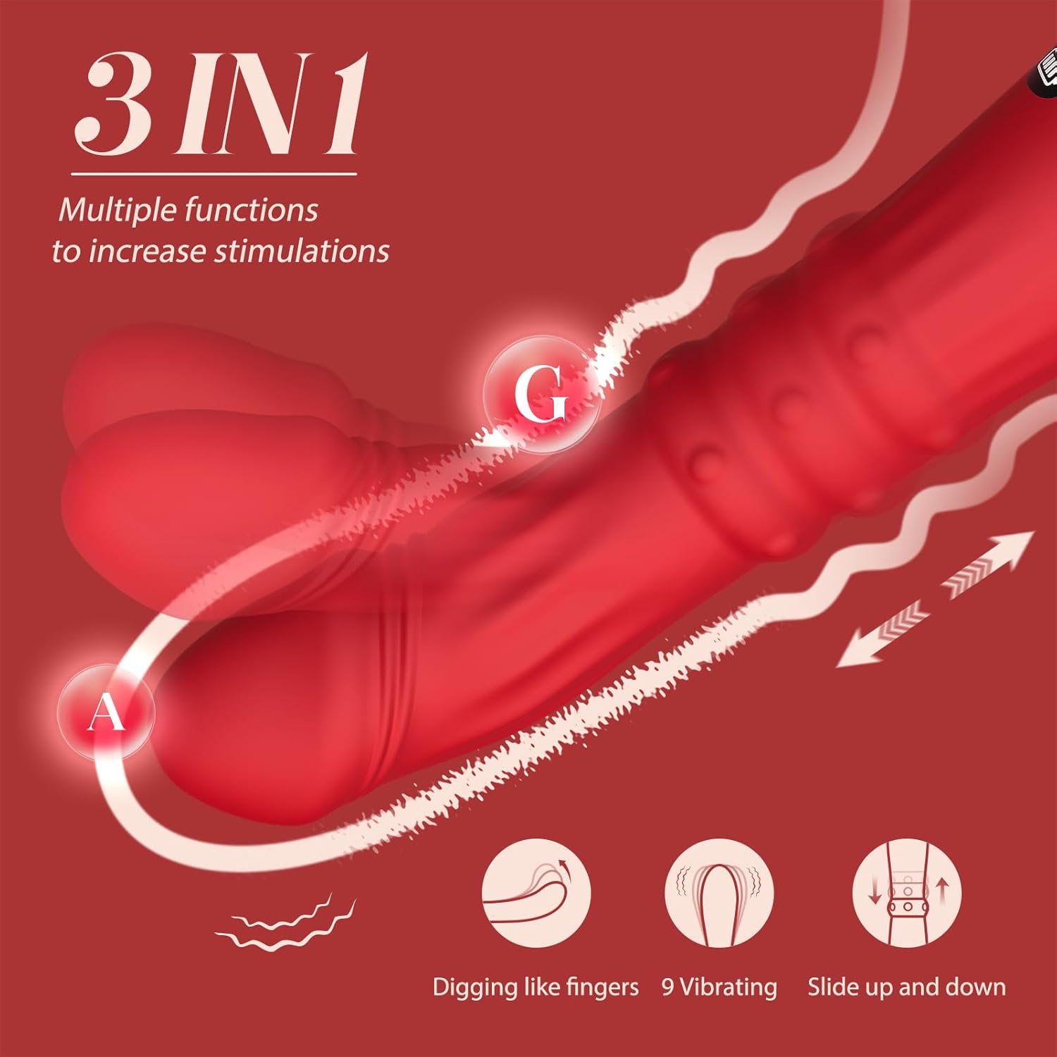 3 In 1 Steel Ball Sliding Heating Clitoral G-Spot Vibrators - Lurevibe