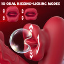 Rose Muncher 3-in-1 G Spot Vibrator Dildo with 10 Flapping & Vibrating & Licking Biting Modes - Lurevibe