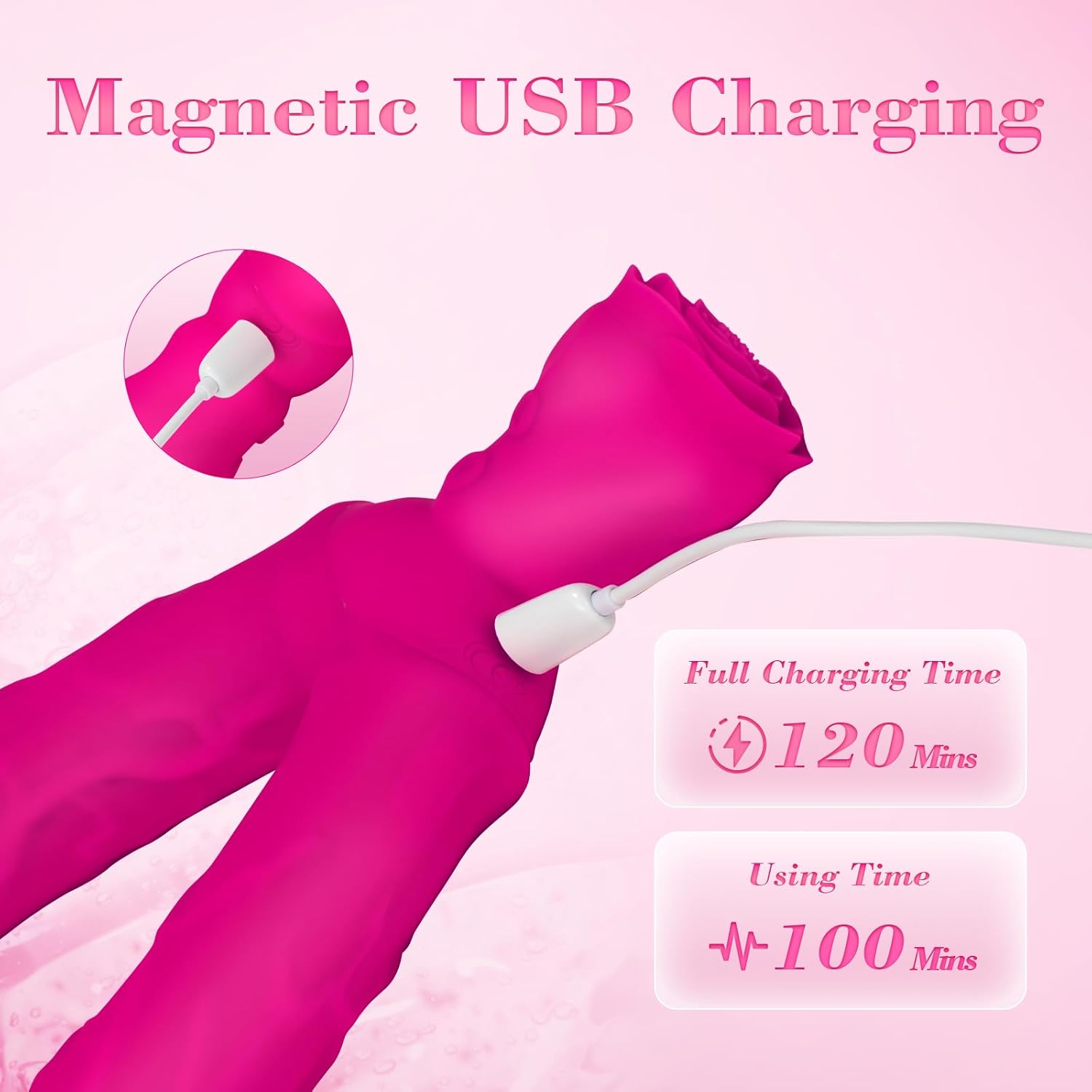 Double Ended Vibrating Rose Dildo Anal Dildo with 10 Vibrating Modes - Lurevibe