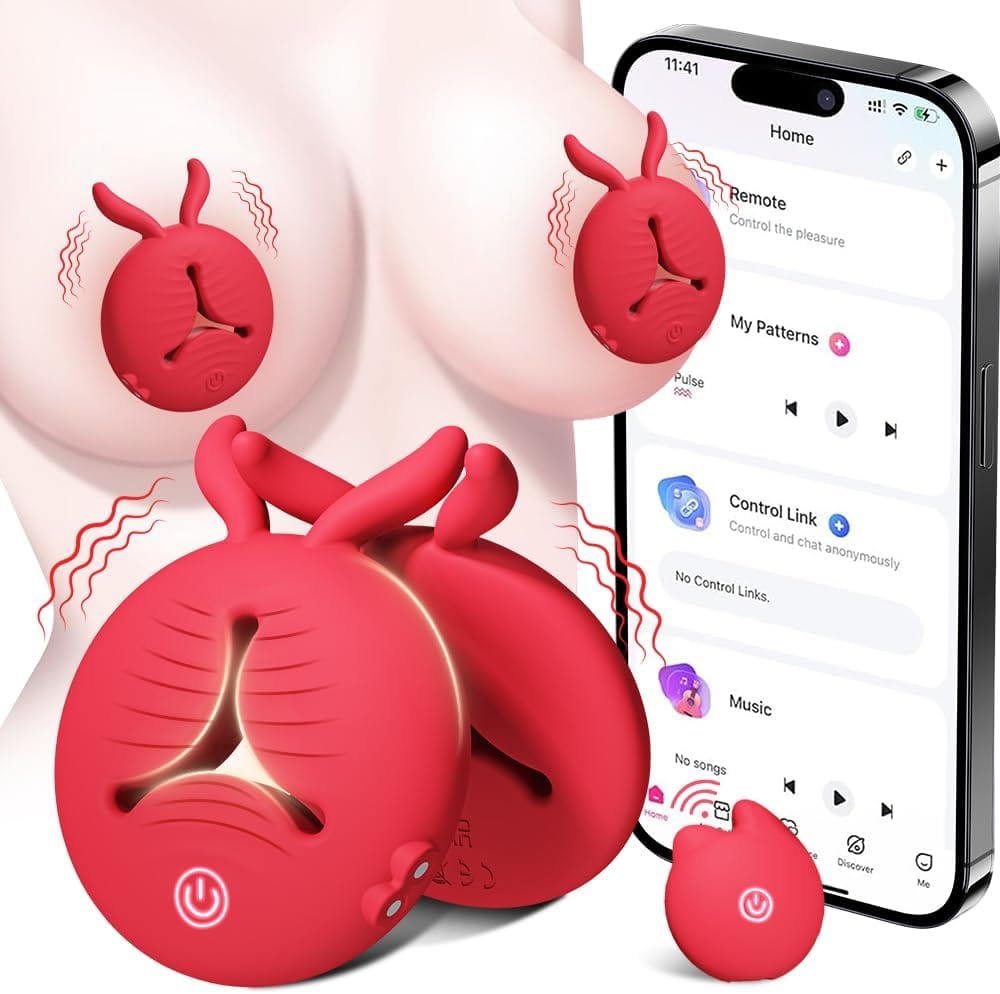 Rabbit Vibrating Nipple Clamps BDSM Toy with APP & Remote Control - Lurevibe
