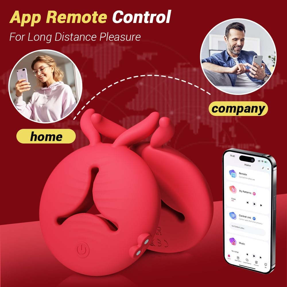 Rabbit Vibrating Nipple Clamps BDSM Toy with APP & Remote Control - Lurevibe