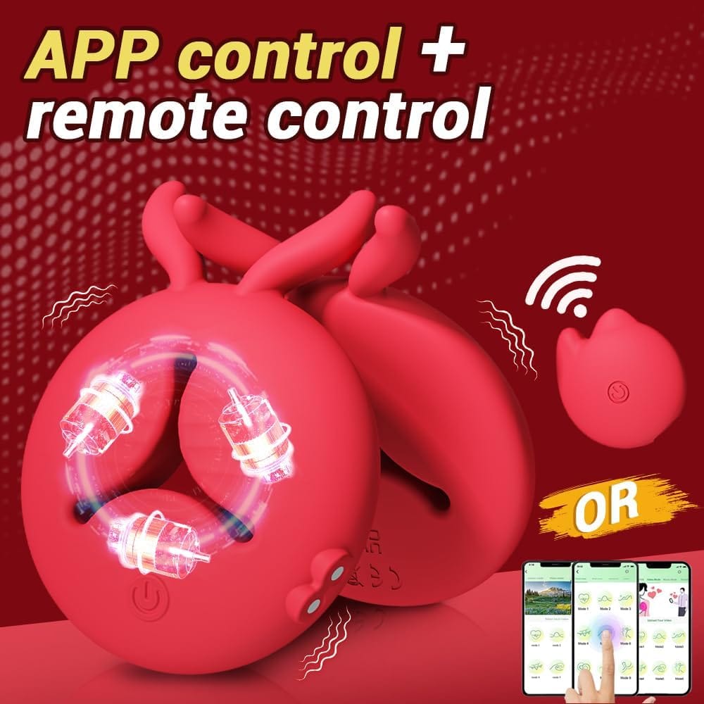 Rabbit Vibrating Nipple Clamps BDSM Toy with APP & Remote Control - Lurevibe