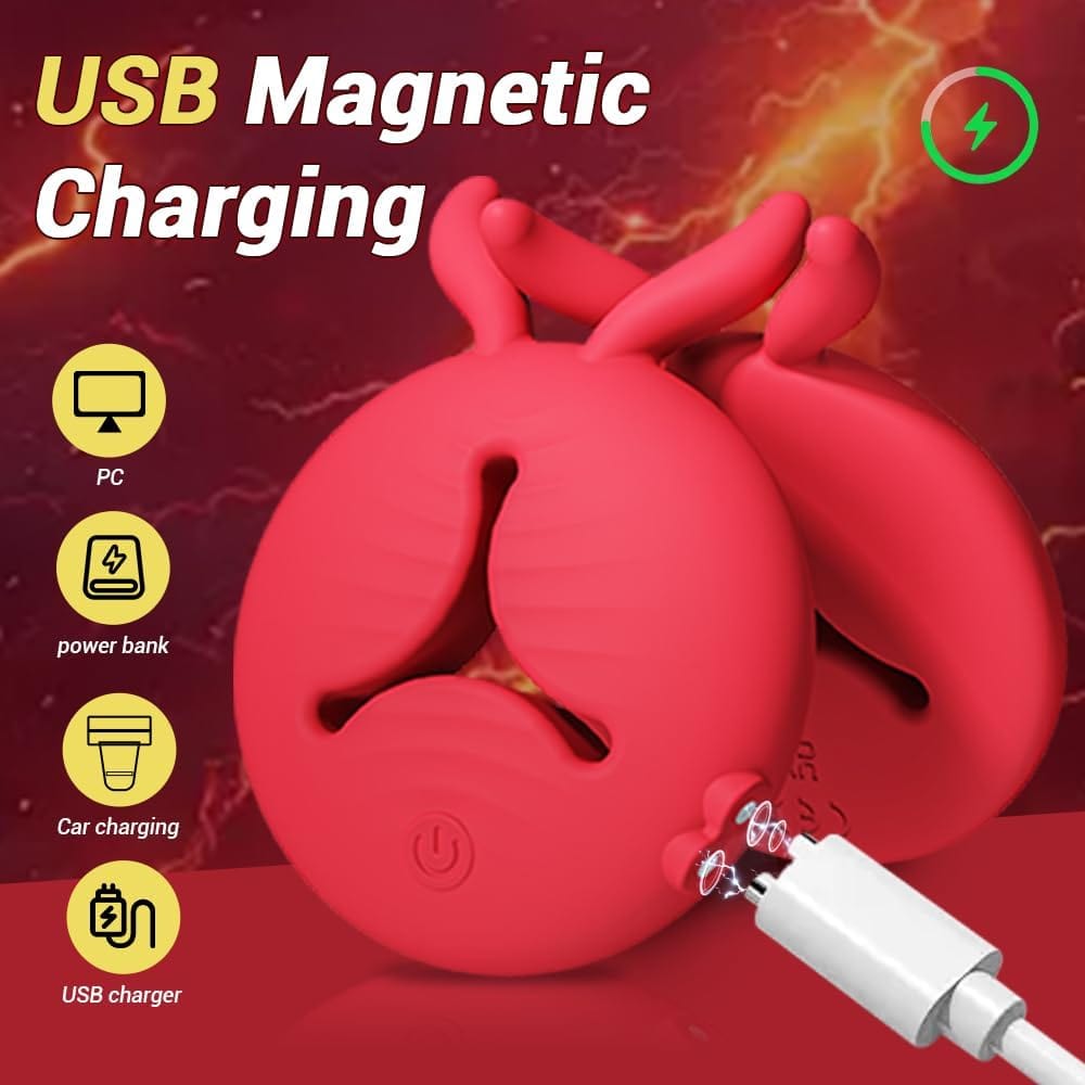 Rabbit Vibrating Nipple Clamps BDSM Toy with APP & Remote Control - Lurevibe