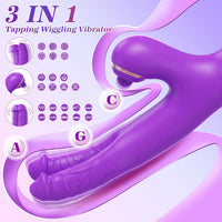 3 In 1 Clitoris Tapping Wiggling G Spot Dildo Vibrator - Lurevibe