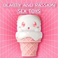 Peachy Bunny Ice Cream Cone Clitoral Suction Heating Vibrator - Lurevibe