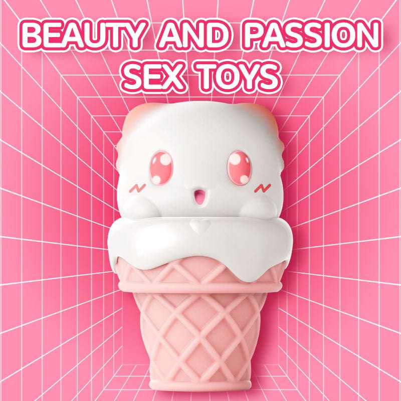 Peachy Bunny Ice Cream Cone Clitoral Suction Heating Vibrator - Lurevibe