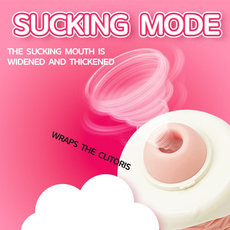 Peachy Bunny Ice Cream Cone Clitoral Suction Heating Vibrator - Lurevibe