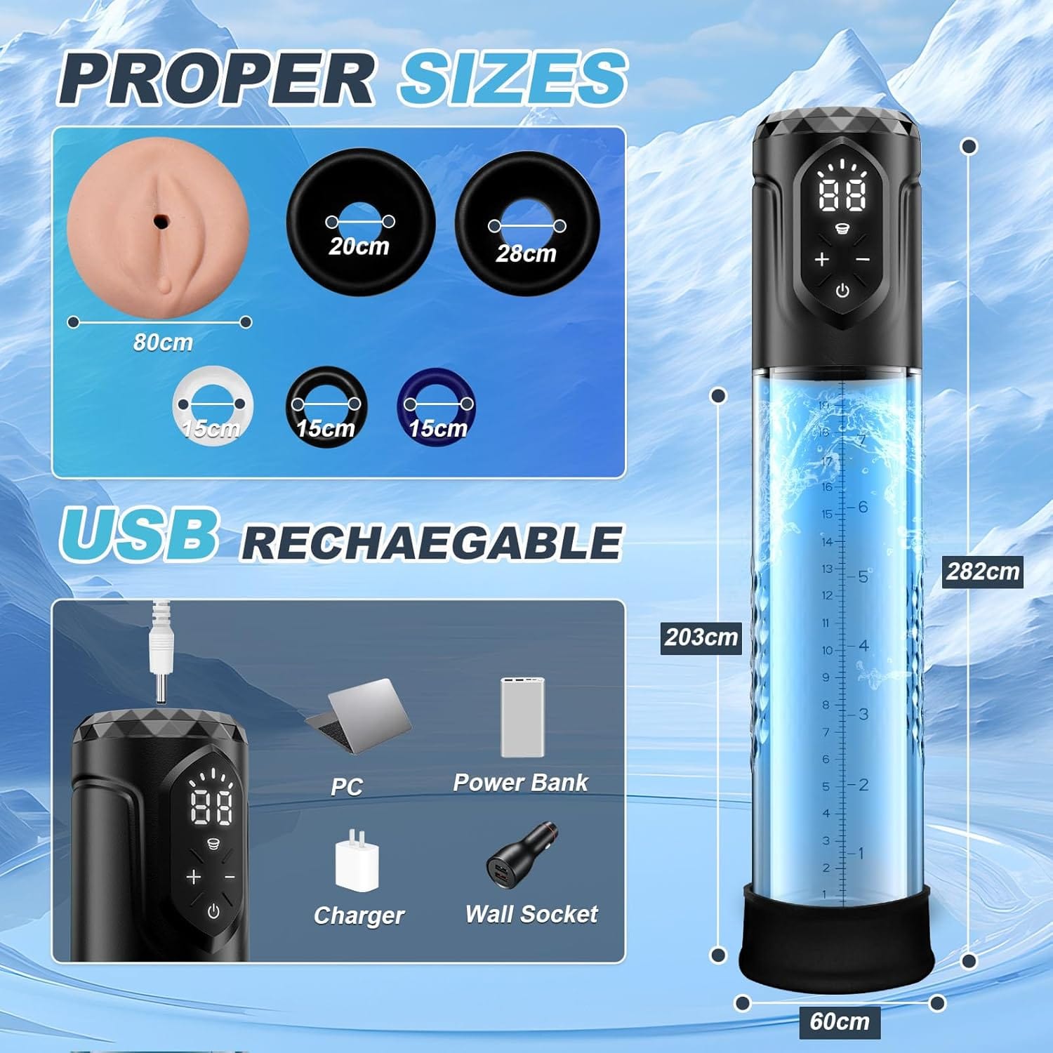 5 Suction 5 Pressure Penis Pump Male Sex Stroker