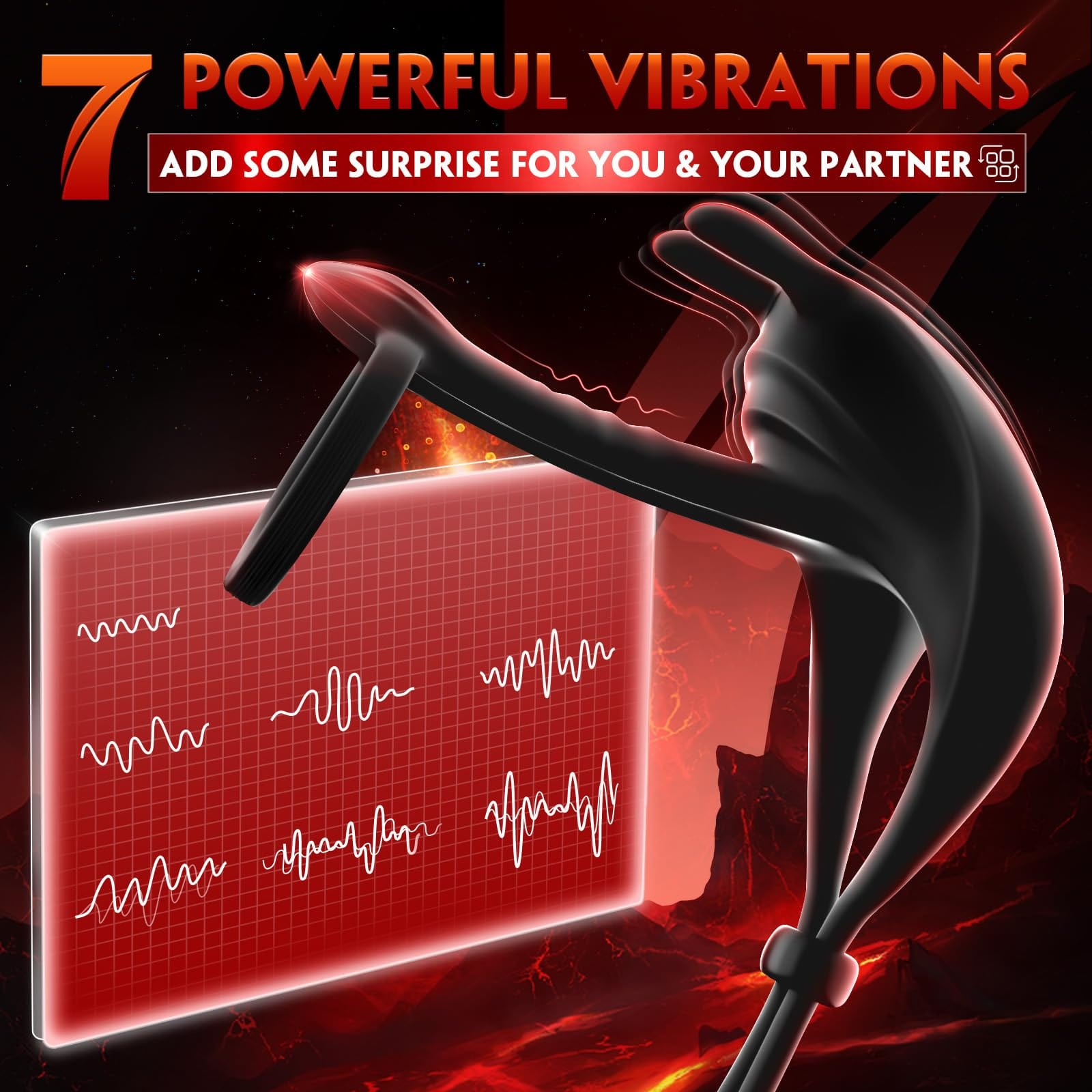 Lurevibe -Bunny RIng Vibrating Cock Ring with 2 Penis Ring Penis Sleeve Mens Sex Toys - Lurevibe