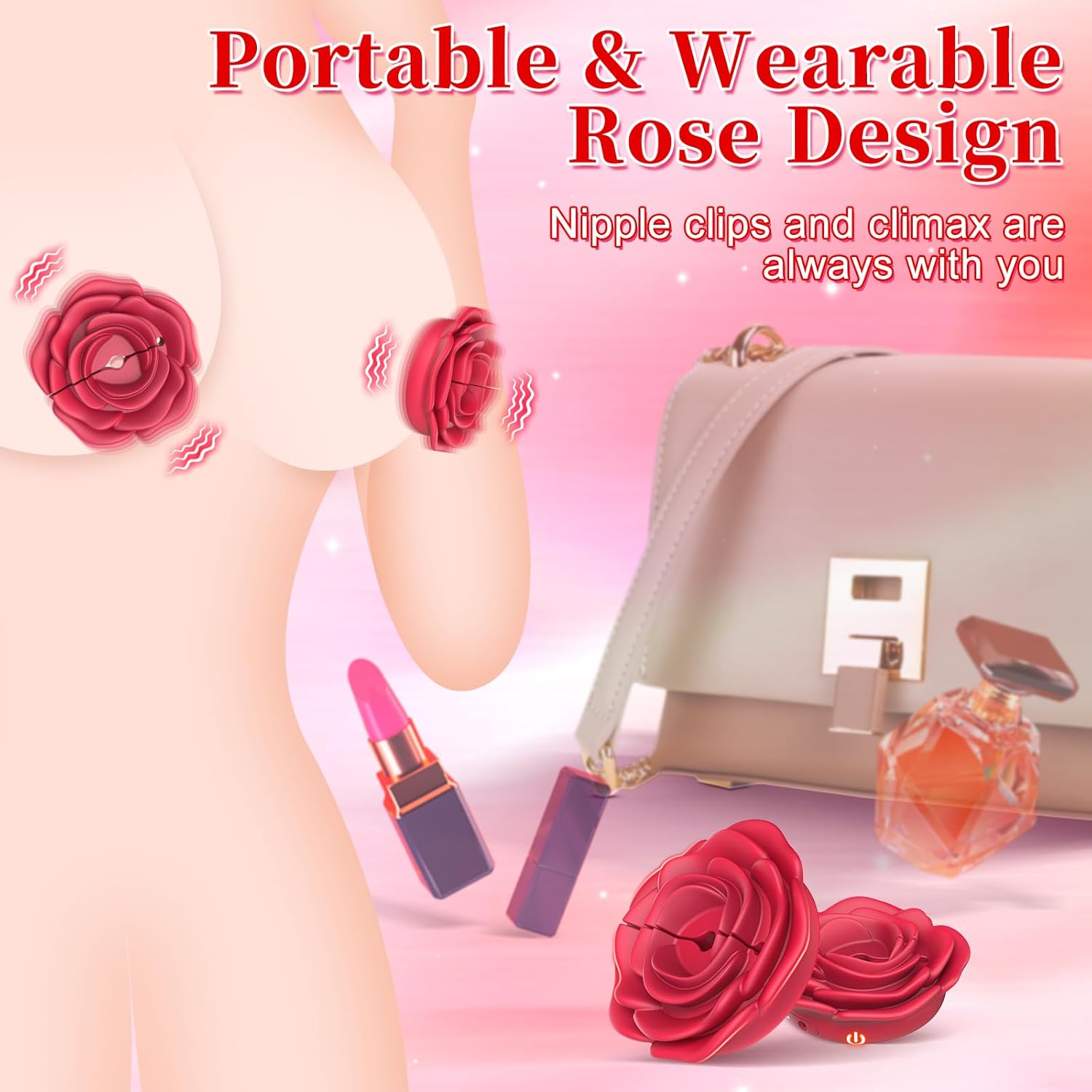 Rose Nipple Clamps Vibrator Sex Toys Remote Control Sex Toy - Lurevibe