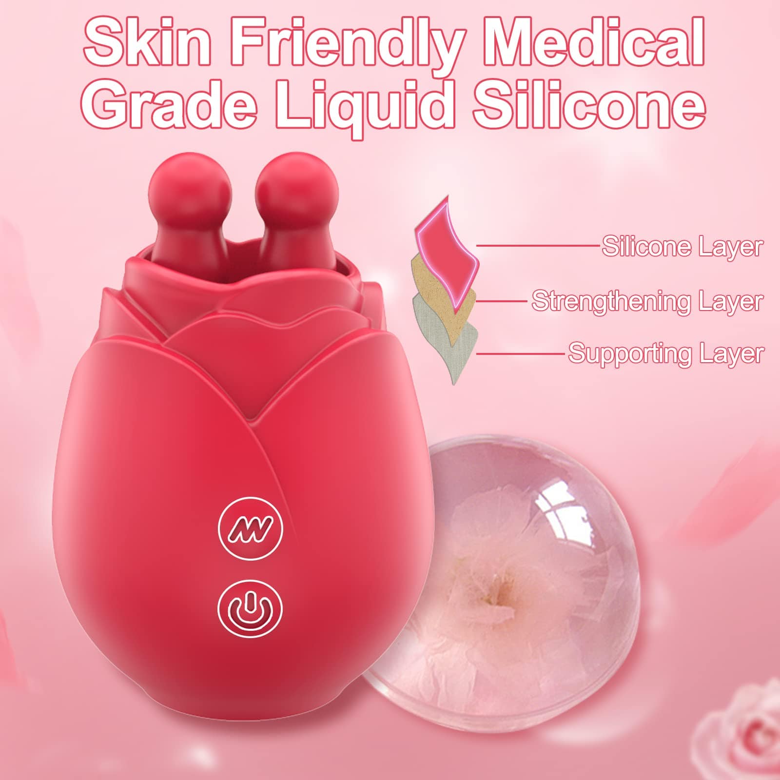 Lurevibe - Rose Juliet - Double Tongue Lick Shaker clitoral nipple orgasmic sex toy - Lurevibe
