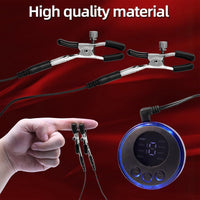 BDSM Electric Shock Nipple Clitoral Clip Chain