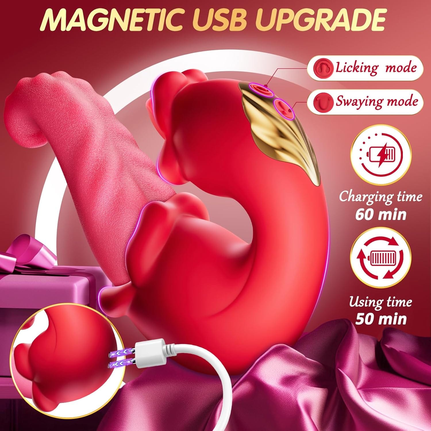 3 in 1 Tongue Thrusting Vibrators Dildo with 10 Licking Clitoral & Swing Mode - Lurevibe