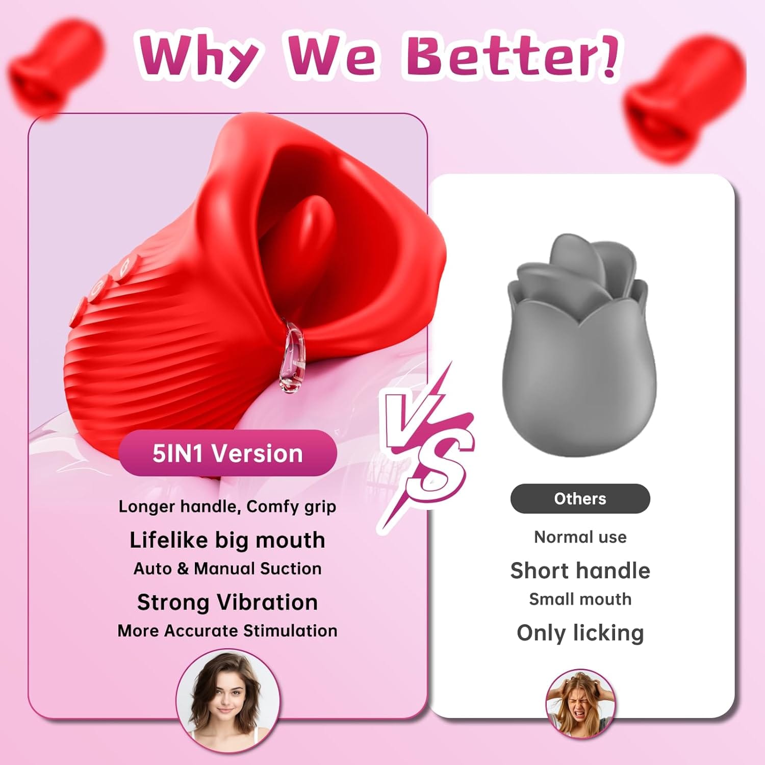 Omysky Rose Muncher - Mouth Biting Tongue Licker Clitoral Vibrator - Lurevibe