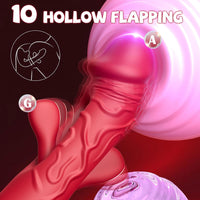 Rose Muncher 3-in-1 G Spot Vibrator Dildo with 10 Flapping & Vibrating & Licking Biting Modes - Lurevibe