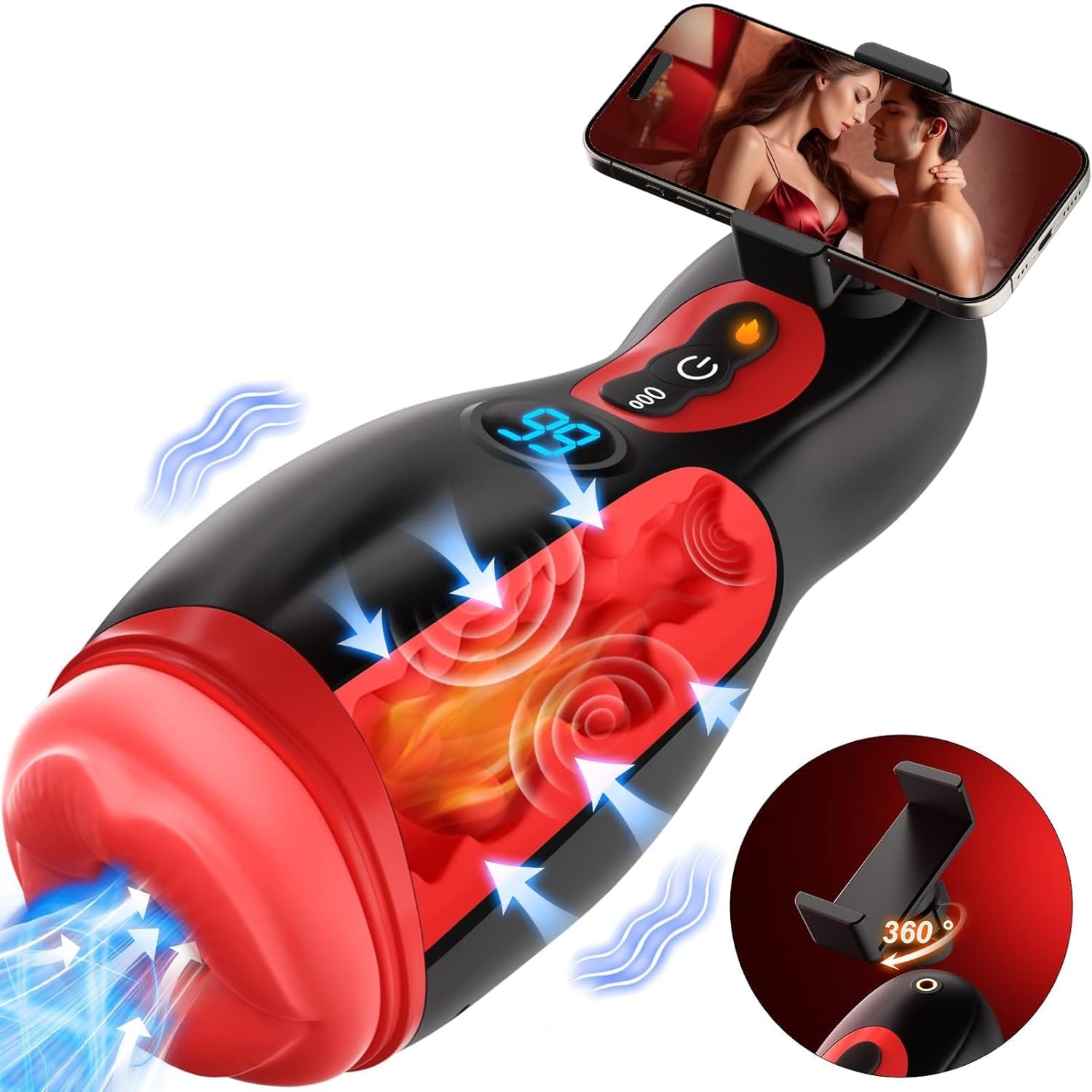 Nebula 9 Sucking Vibration Heating Male Stroker with Phone Holder