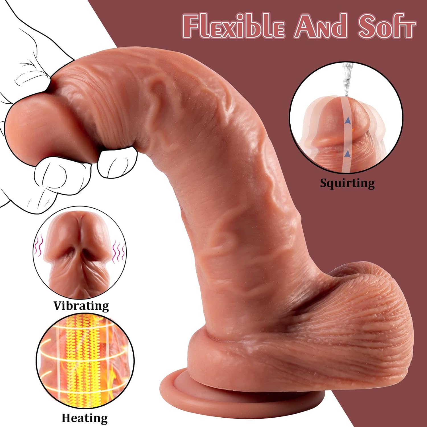 9'' Silicone Vibrating Squirting Dildo with Remote Control 7 Vibration Modes - Lurevibe