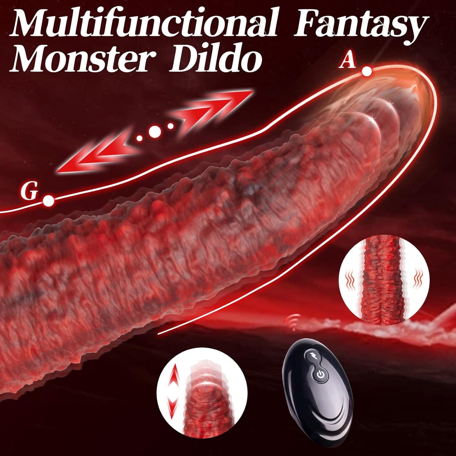 9.5-inch Realistic Monster Tongue Thrusting Dildo Vibrator With Remote Control - Lurevibe