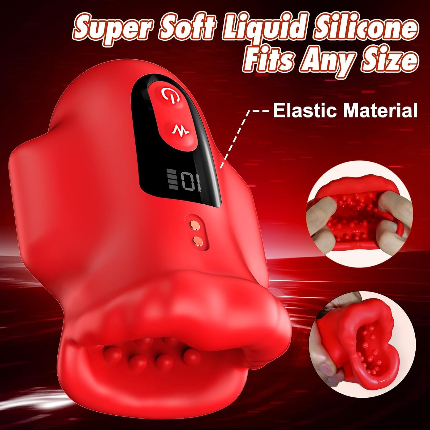 Mouth 360° Wrapped Penis Vibrator with LCD Display For Glans Training - Lurevibe