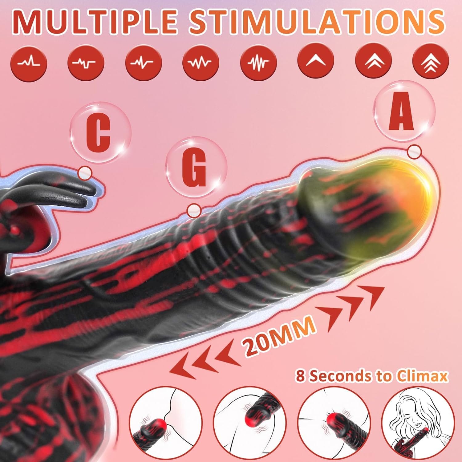 8.26In Rabbit Thrusting Rotation Realistic Dildo Clit G-Spot Vibrator - Lurevibe