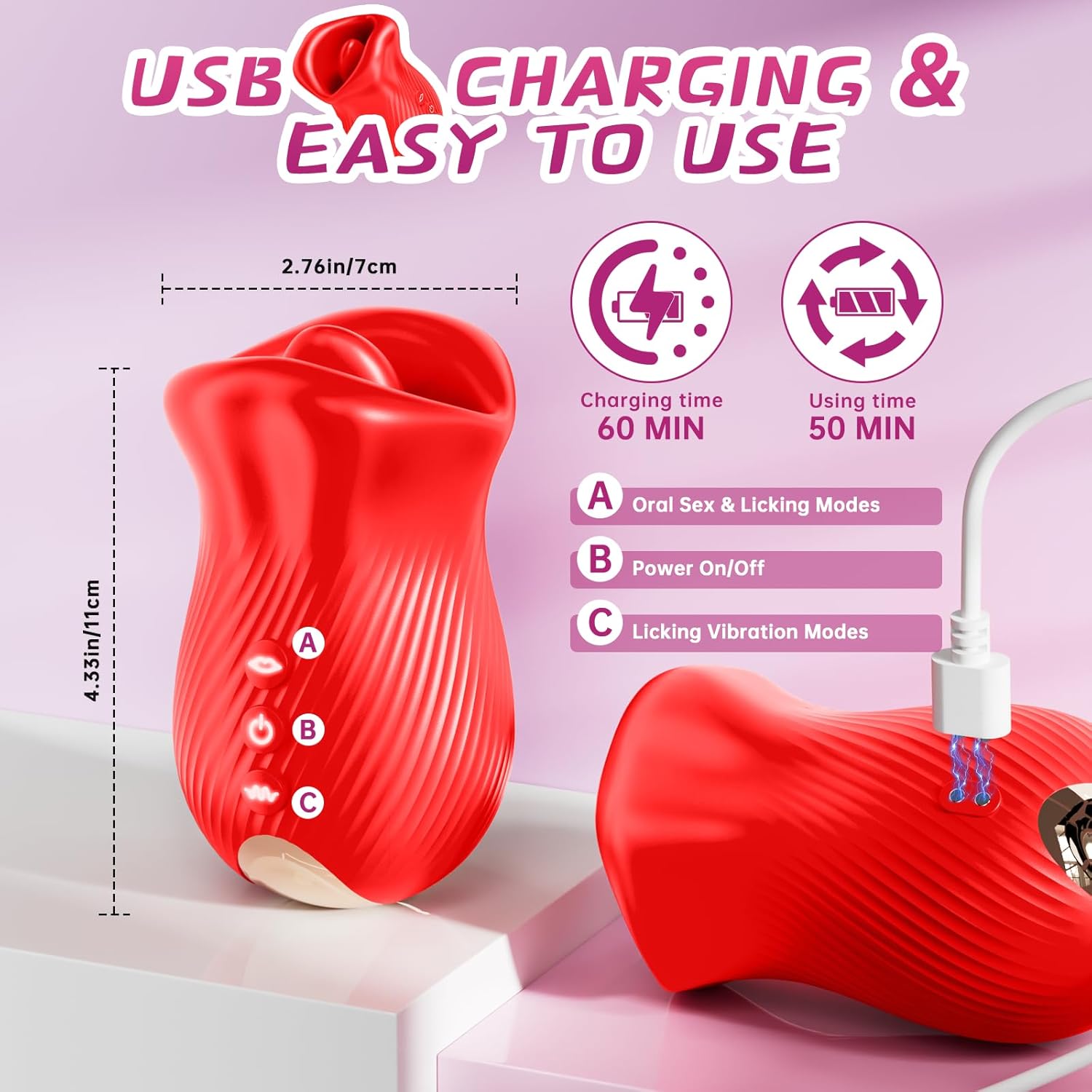 Omysky Rose Muncher - Mouth Biting Tongue Licker Clitoral Vibrator - Lurevibe