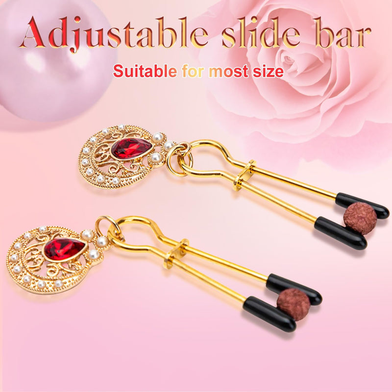 Rubine Pearl Decoration Nipple Clamps