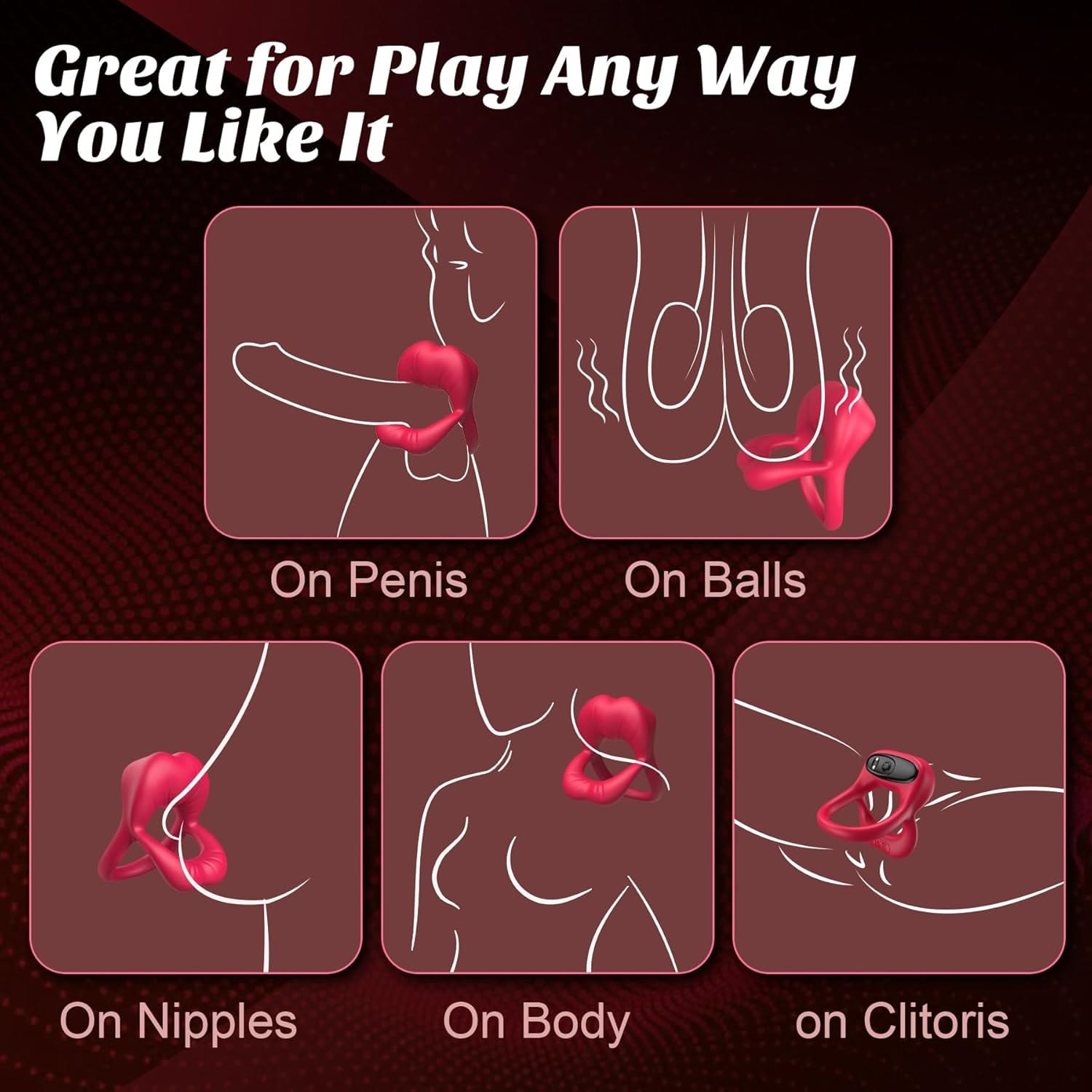 Rose Vibrating Cock Ring with Sexy Lip Clitoris Stimulator - Lurevibe