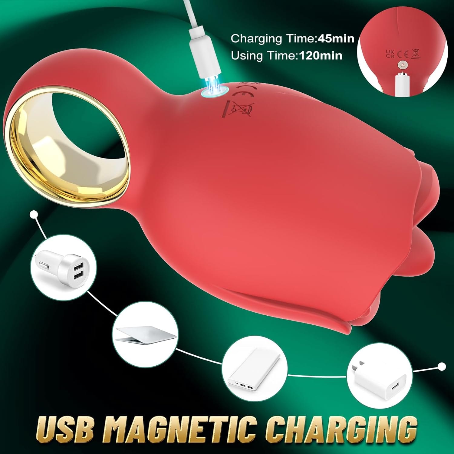 Rose Sex Toy with 360° Rotated Licking Tongue Mouth - Lurevibe