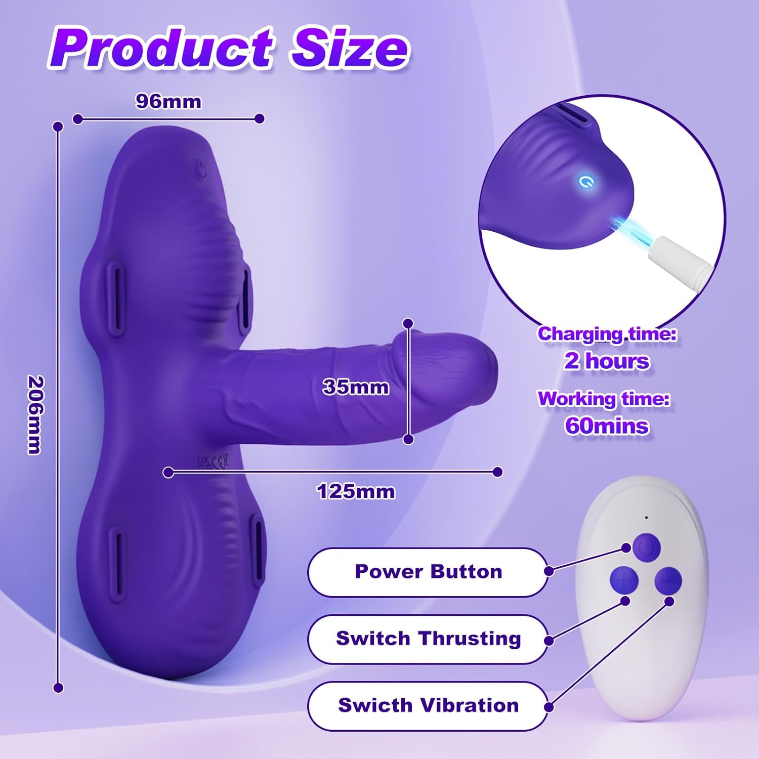 Strap On Riding Vibrator Thrusting G Spot Dildo