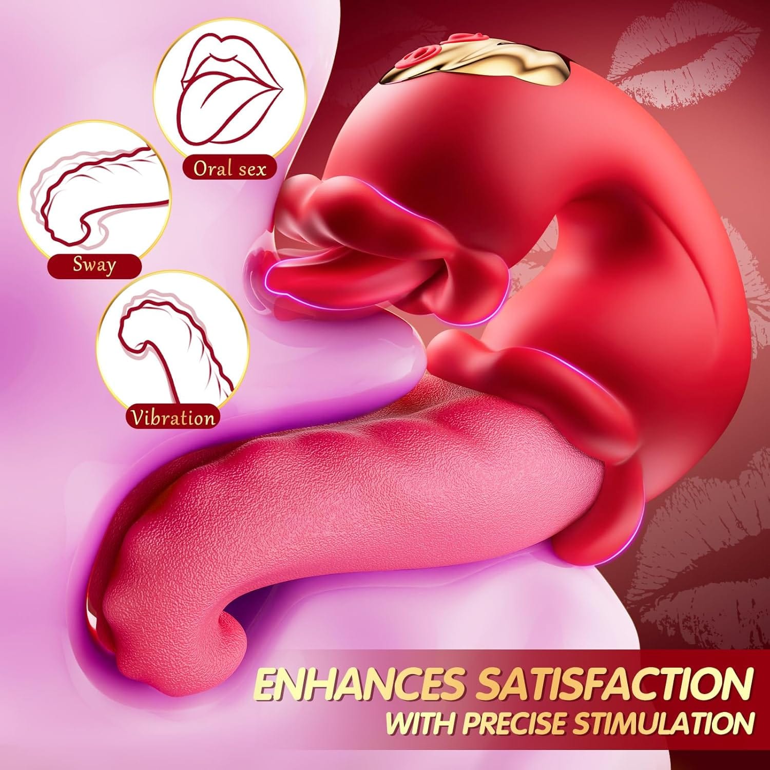 3 in 1 Tongue Thrusting Vibrators Dildo with 10 Licking Clitoral & Swing Mode - Lurevibe
