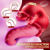 3 in 1 Tongue Thrusting Vibrators Dildo with 10 Licking Clitoral & Swing Mode - Lurevibe