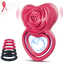 Lurevibe - 2 in 1 Vibrating Cock Ring Rose Vibrator - Lurevibe