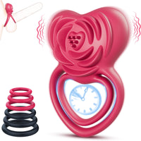 Lurevibe - 2 in 1 Vibrating Cock Ring Rose Vibrator - Lurevibe