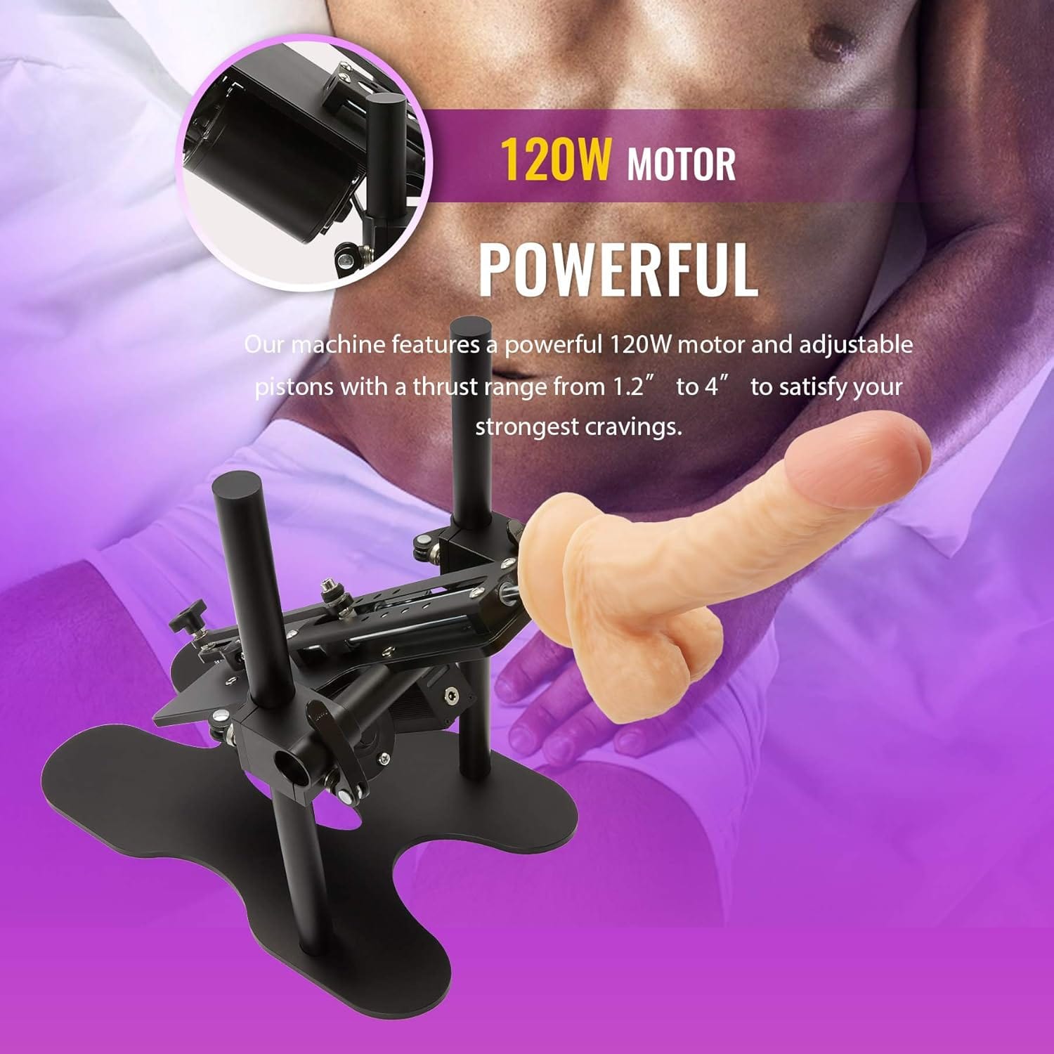 Automatic Sex Machine Gun Realistic Dildo 120W Powerful 360° Adjustable with 1 Remote Control - Lurevibe