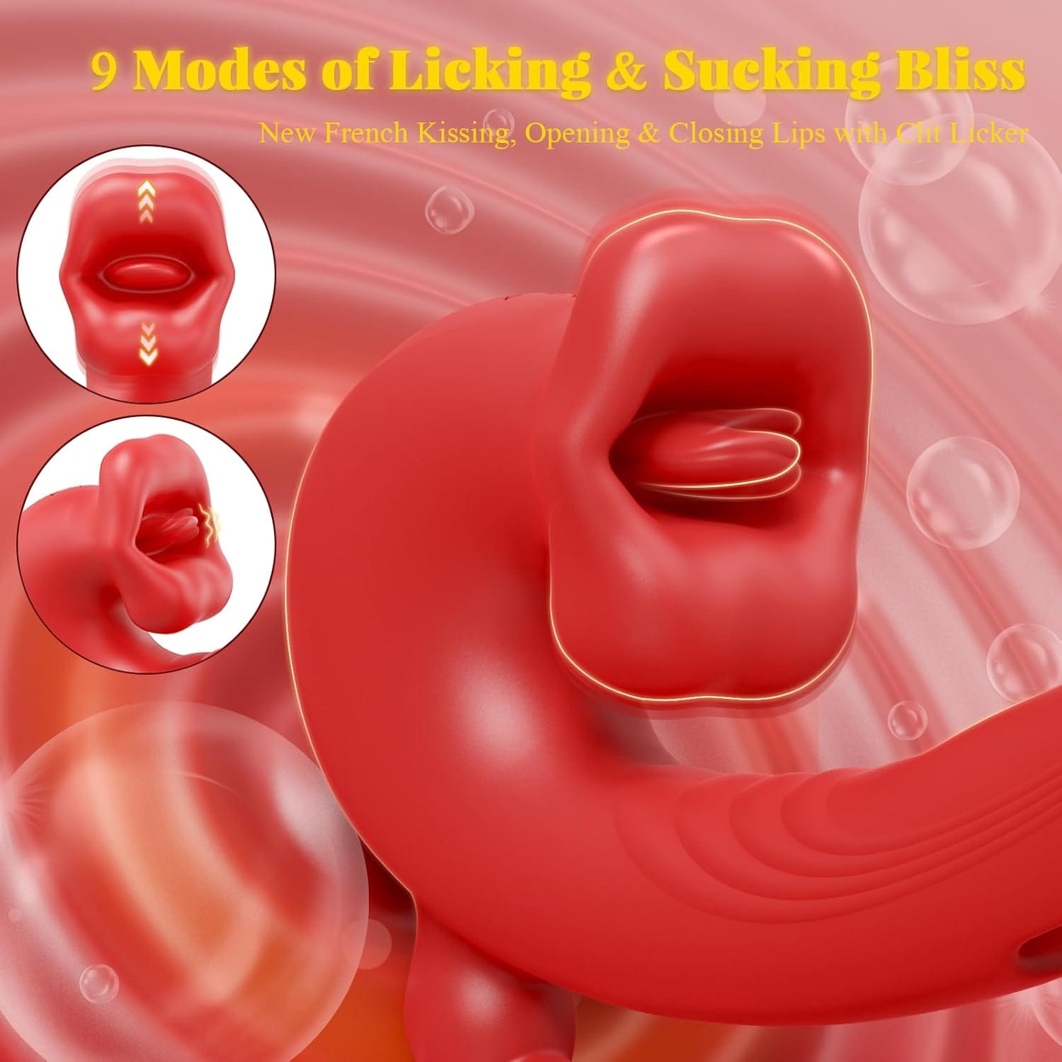 5-in-1Rose Muncher Dildo Vibrators Tongue Toy with 9 Flapping&Vibrating&Clitoral Stimulator Mode - Lurevibe