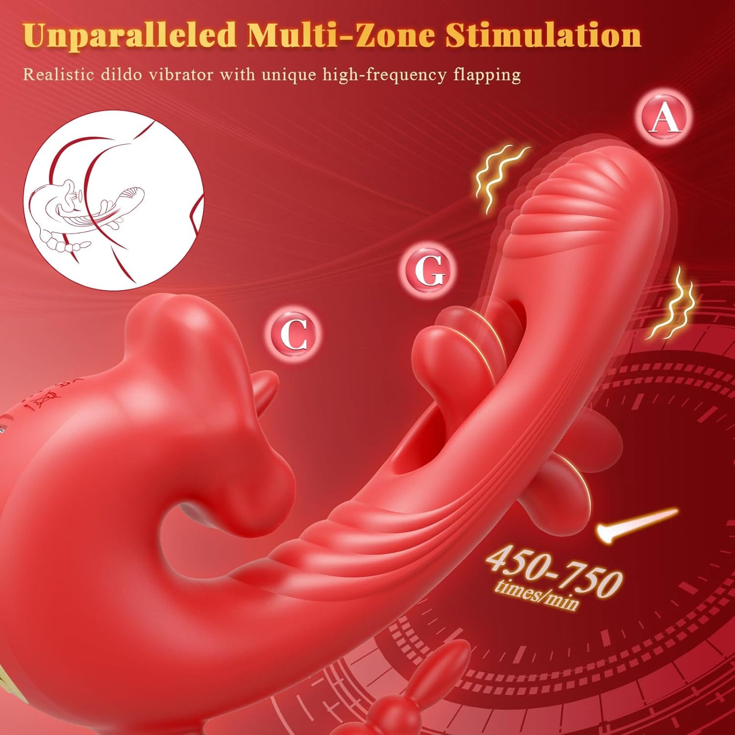5-in-1Rose Muncher Dildo Vibrators Tongue Toy with 9 Flapping&Vibrating&Clitoral Stimulator Mode - Lurevibe