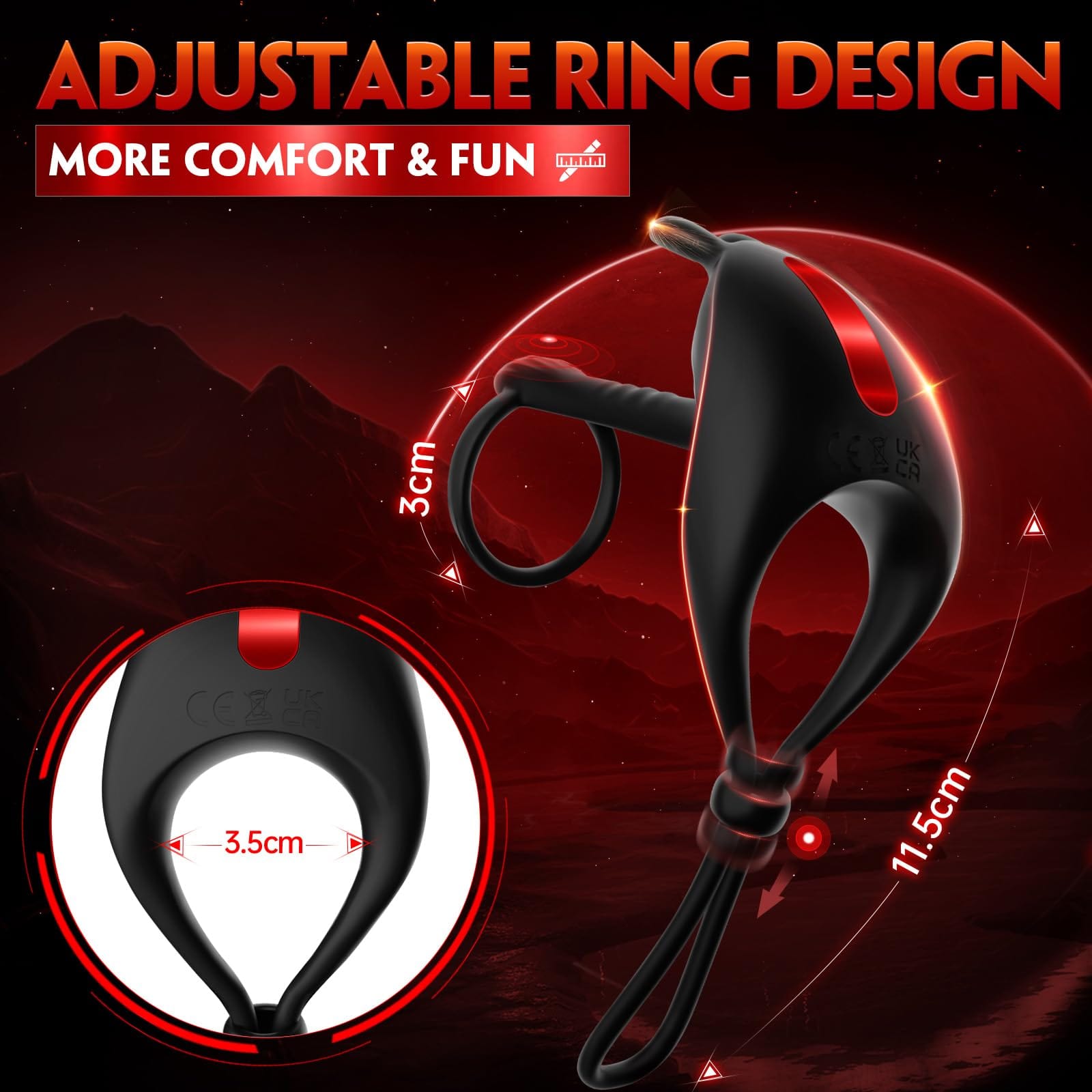Lurevibe -Bunny RIng Vibrating Cock Ring with 2 Penis Ring Penis Sleeve Mens Sex Toys - Lurevibe