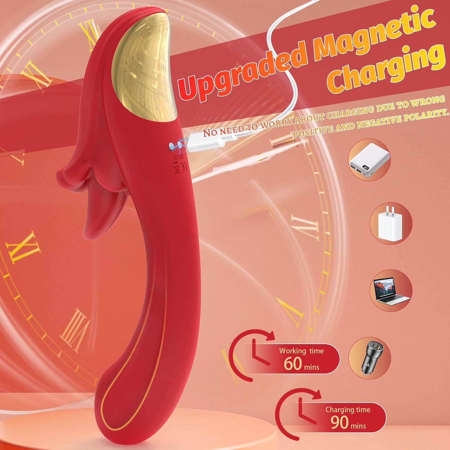Angel Kiss 4 In 1 Rotating Tongue Licking Vibrating G-Spot Dildo Vibrator - Lurevibe