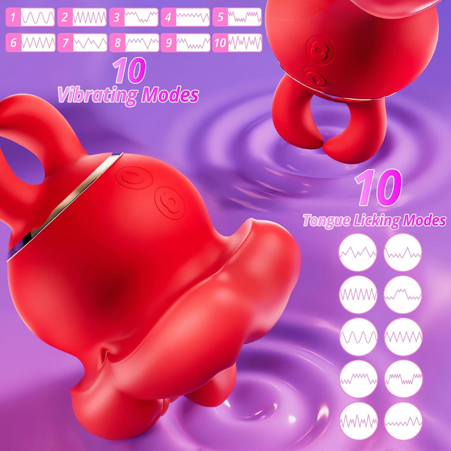 Big Mouth 2 In 1 Tongue Vibrator Clitoral Vibrator with 10 Tongue Licking Vibrating Modes - Lurevibe